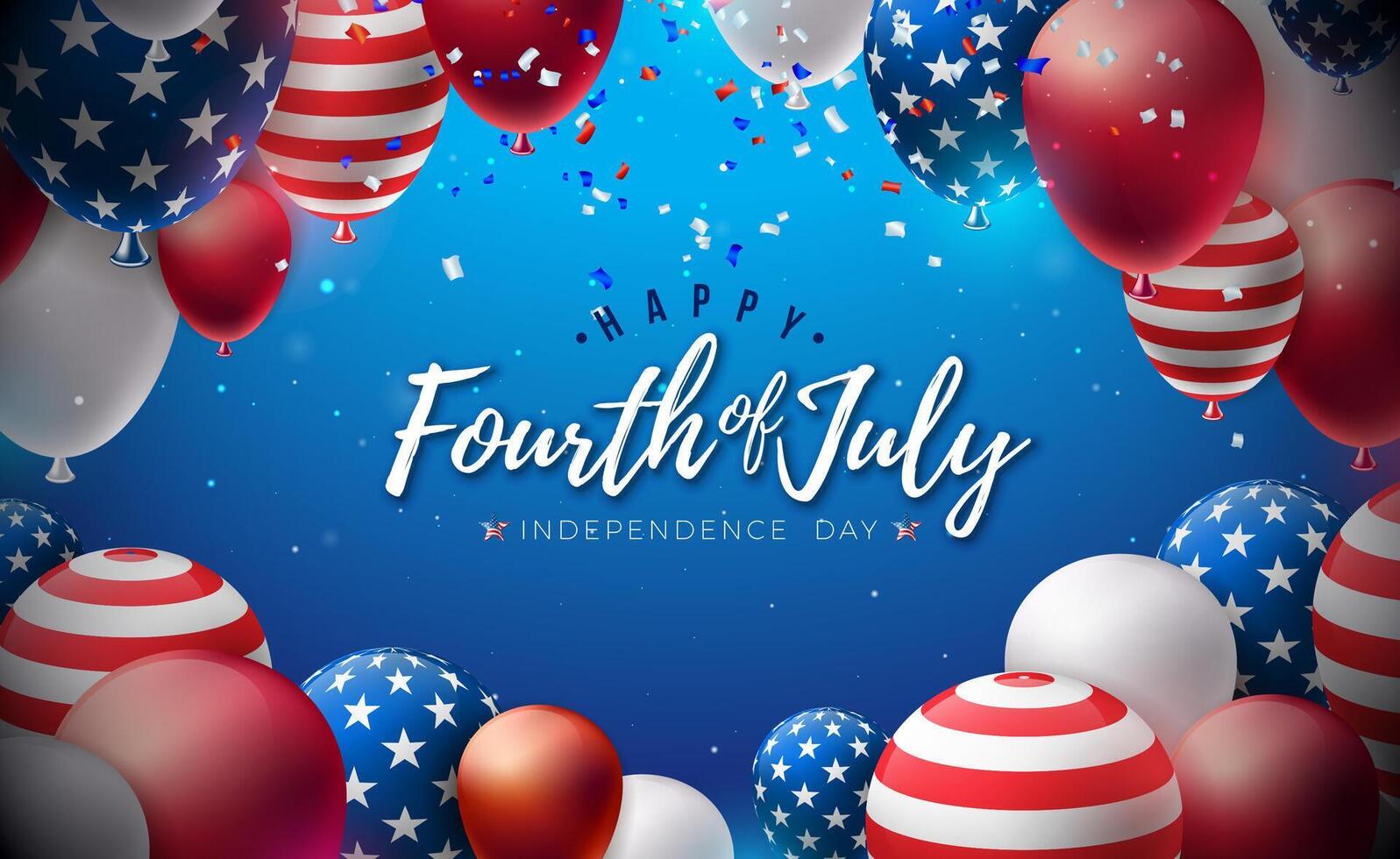 4th of July Independence Day of the USA Illustration with American Flag Pattern Party Balloon and Typography Letter on Blue Background. Fourth of July National Celebration Design for Banner vector