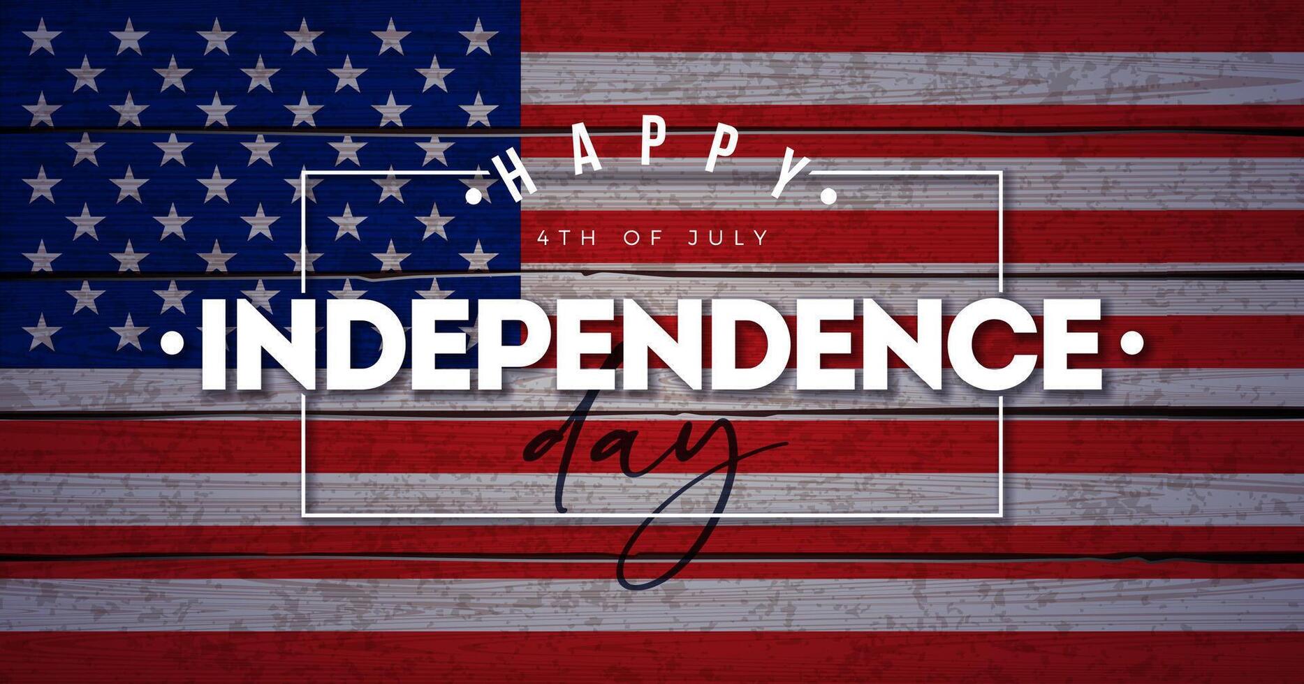 4th of July Independence Day of the USA Background Illustration with Vintage American Flag and Typography Lettering. Fourth of July National Celebration Design for Banner, Greeting Card vector