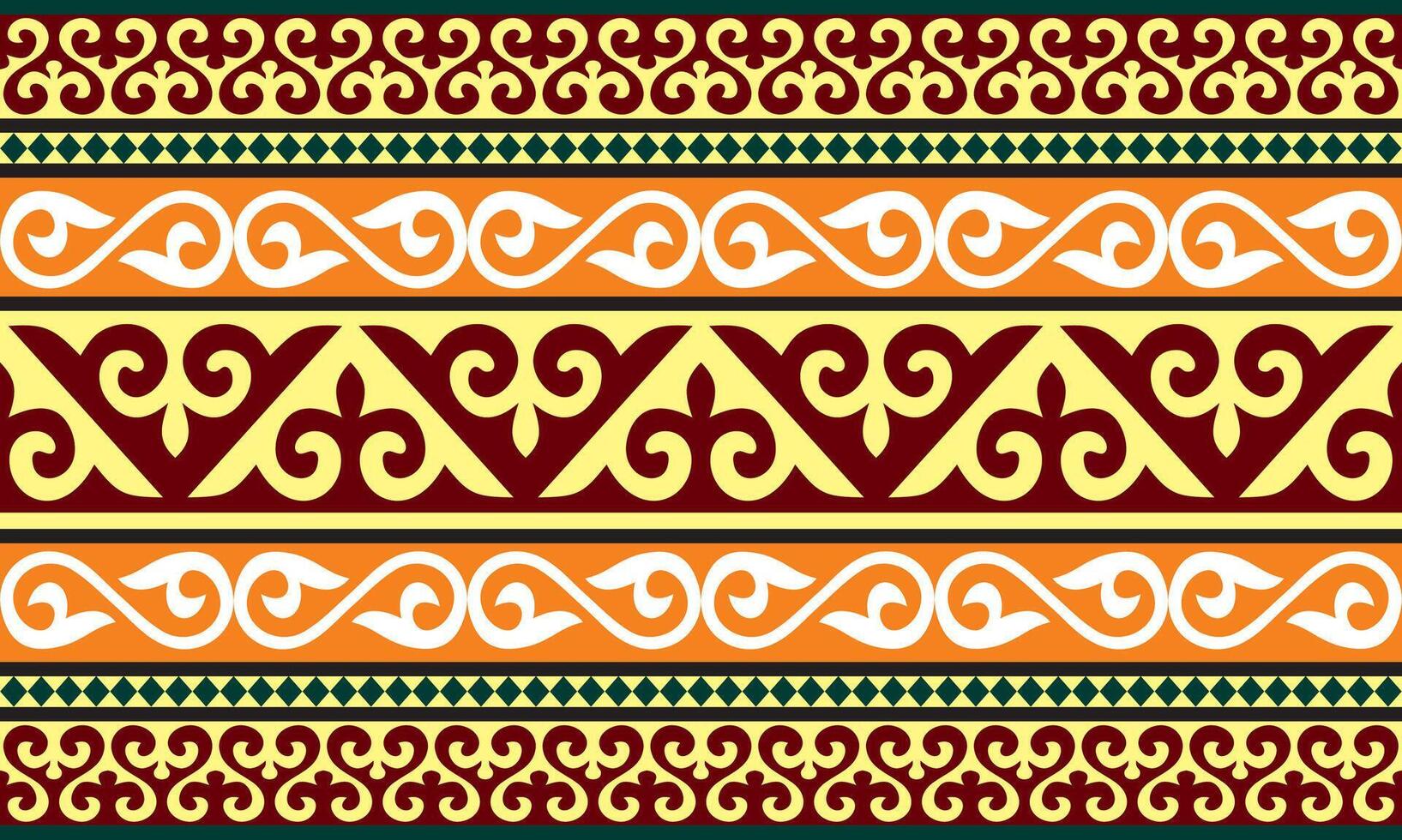 seamless colored Kazakh national ornament, border, frame. EndlessPattern of nomadic peoples of the great steppe, Kyrgyz, Mongol, Buryat, Kalmyk. vector