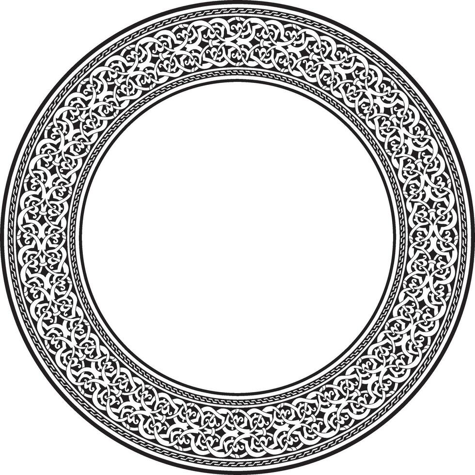 monochrome round oriental ornament. Arabic patterned circle of Iran, Iraq, Turkey, Syria. Persian frame, border. For sandblasting, laser and plotter cutting. vector