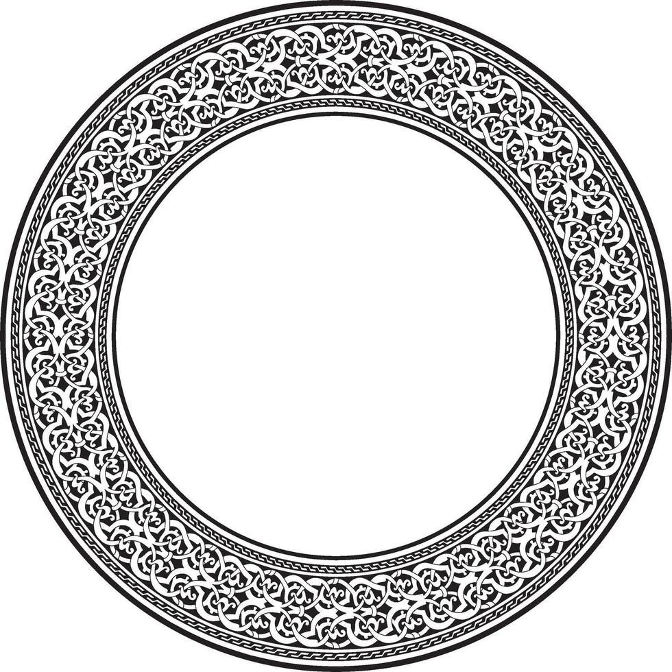 monochrome round oriental ornament. Arabic patterned circle of Iran, Iraq, Turkey, Syria. Persian frame, border. For sandblasting, laser and plotter cutting. vector
