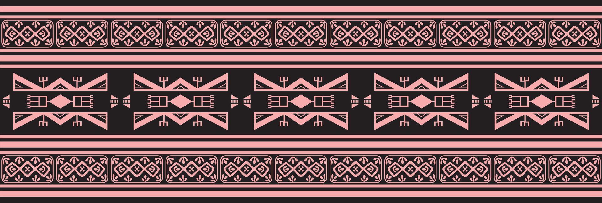 pink and black native american seamless pattern. Endless Aztec, Maya, Inca ornament. Drawing for border and frame. vector