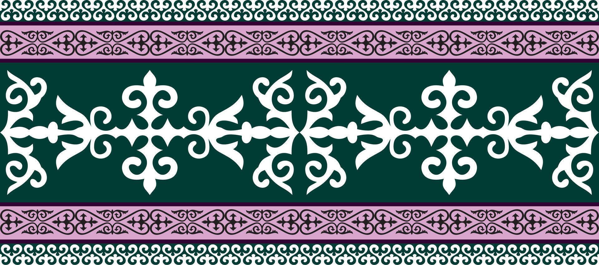 seamless colored Kazakh national ornament, border, frame. EndlessPattern of nomadic peoples of the great steppe, Kyrgyz, Mongol, Buryat, Kalmyk. vector