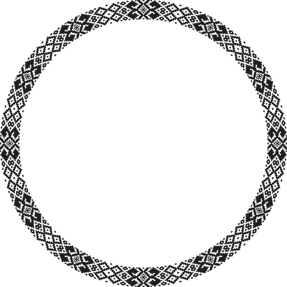 round monochrome seamless Belarusian national ornament. Ethnic endless circle black border, Slavic peoples frame. vector