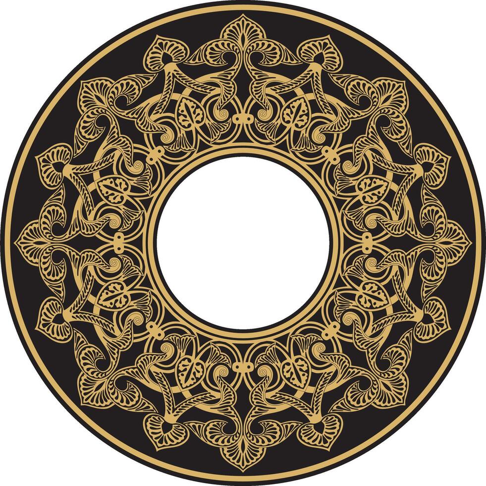 golden round oriental ornament. Arabic patterned circle of Iran, Iraq, Turkey, Syria. Persian frame, border. vector