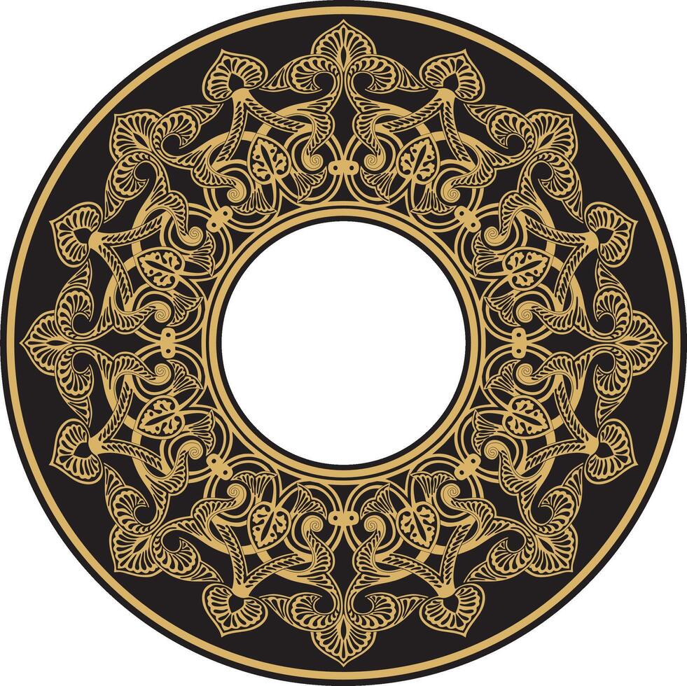 golden round oriental ornament. Arabic patterned circle of Iran, Iraq, Turkey, Syria. Persian frame, border. vector