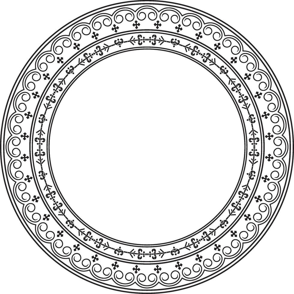 monochrome black round Yakut ornament. Endless circle, border, frame of the northern peoples of the Far East vector