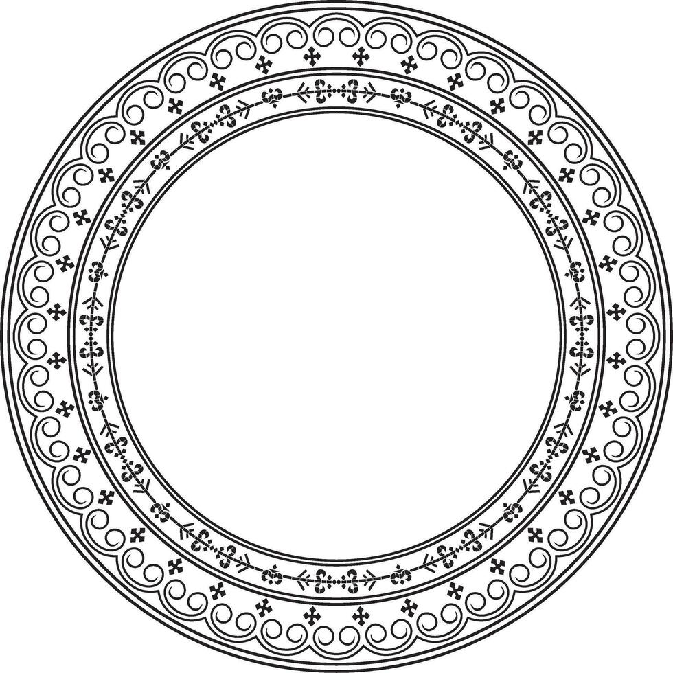 monochrome black round Yakut ornament. Endless circle, border, frame of the northern peoples of the Far East vector