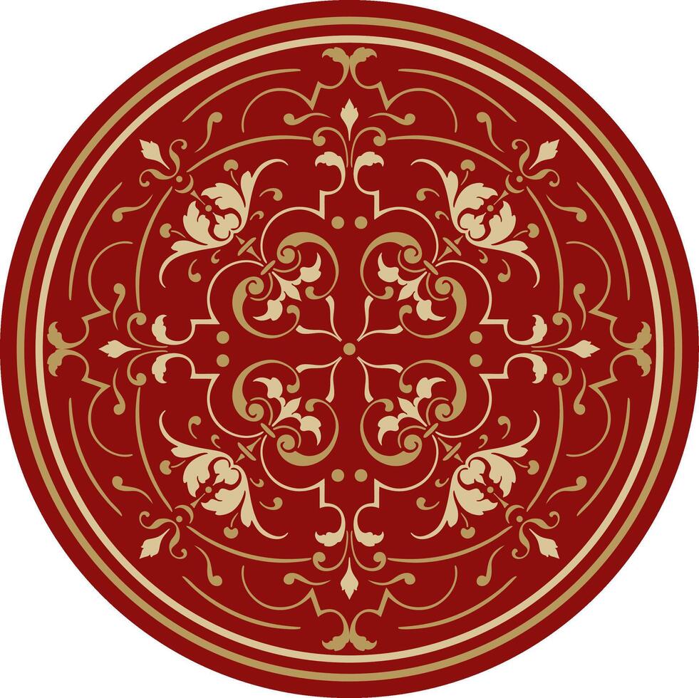 classic colored round ornament. Red pattern in a circle. Drawing of Greece and Ancient Rome. Flower drawing. vector