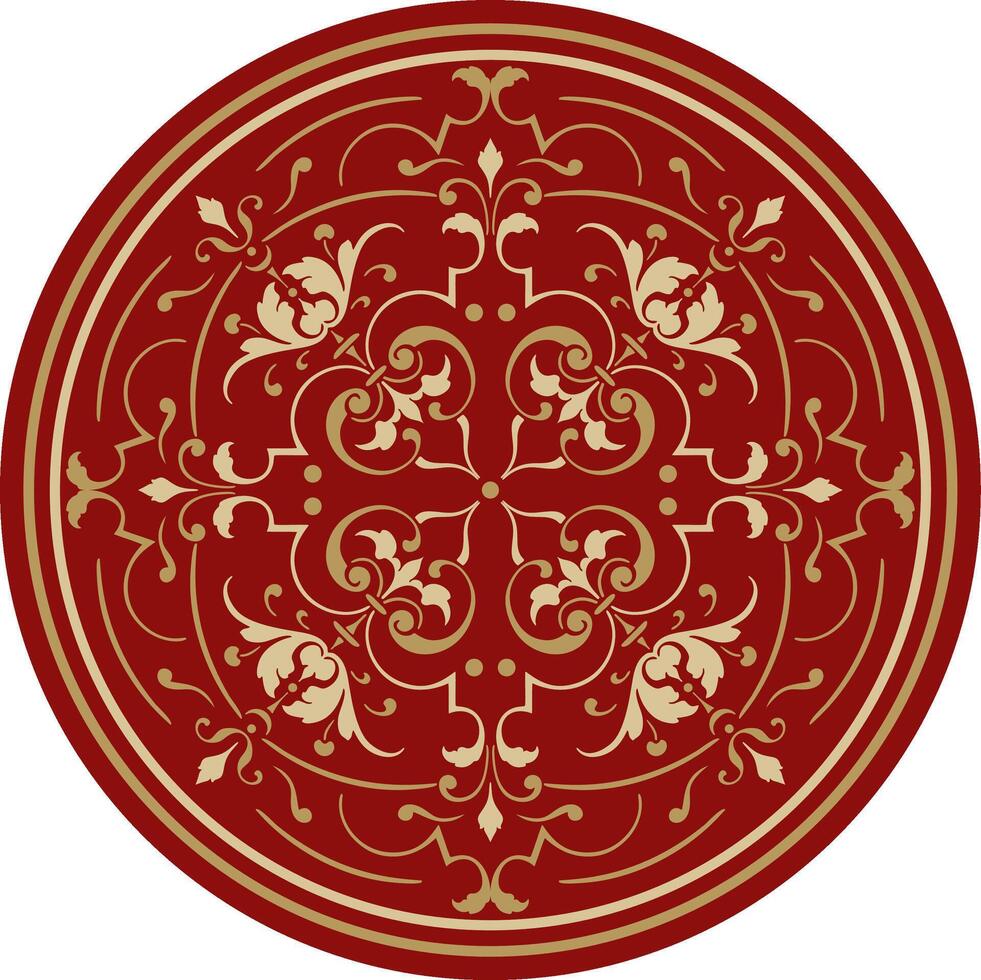 classic colored round ornament. Red pattern in a circle. Drawing of Greece and Ancient Rome. Flower drawing. vector