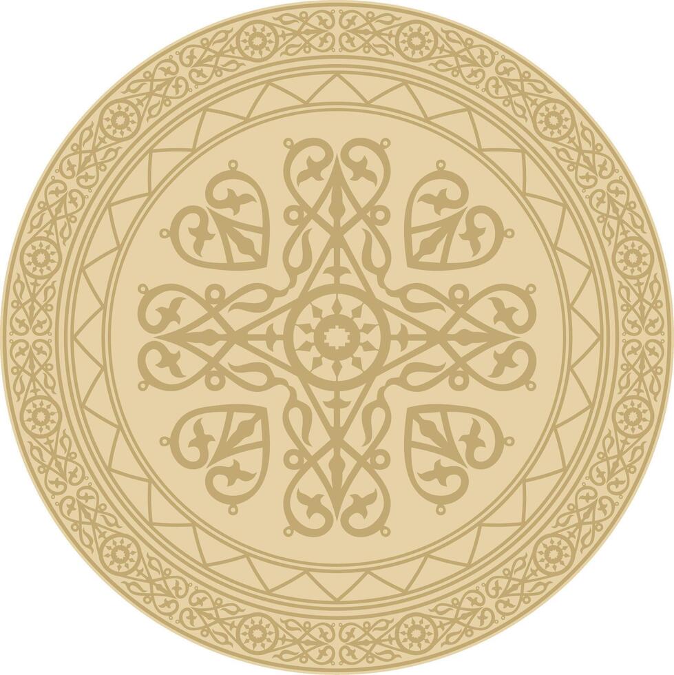 gold round Yakut ornament. Endless circle, border, frame of the northern peoples of the Far East vector