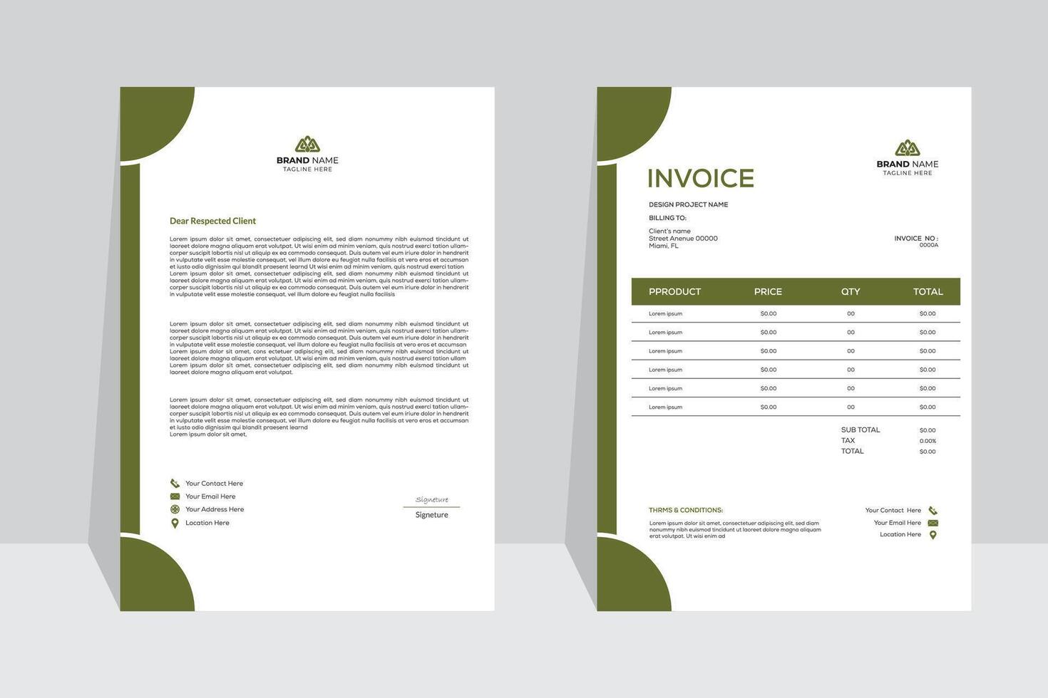 Letterhead and invoice design bundle set, with creative designs and creative colors. For your business. vector