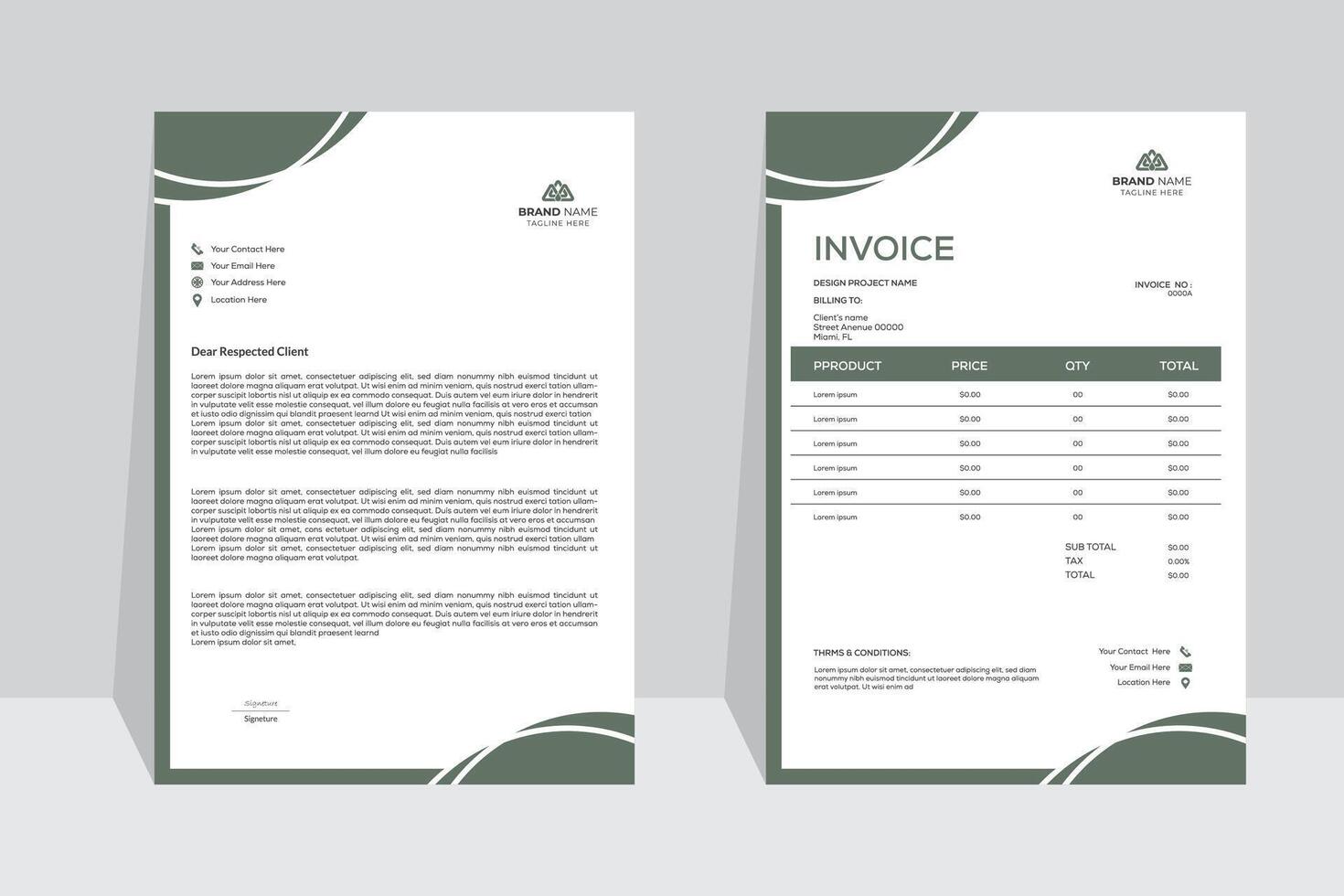 editable resumen negocio membrete y factura haz colocar, corporativo negocio membrete y factura diseño plantilla, a4 tamaño, vector