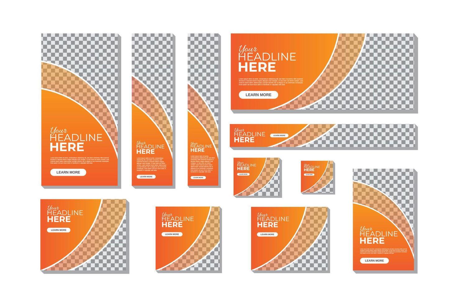 Vertical, horizontal and square. Modern Gradient color cover header background for website design, Social Media Cover ads banner. web banner bundle set. vector