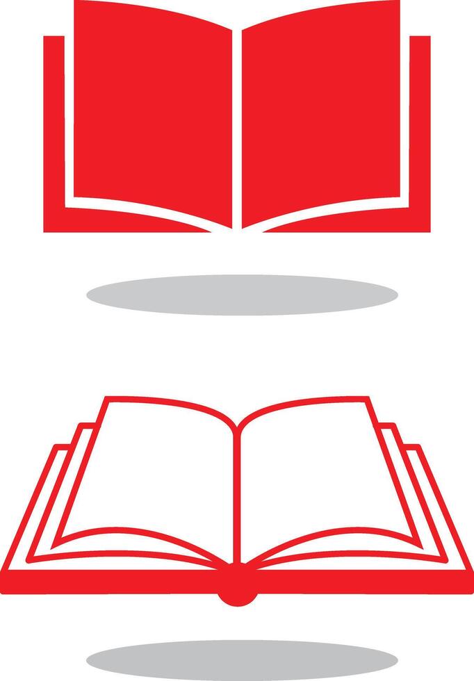 Book icon 2 different style in red color vector