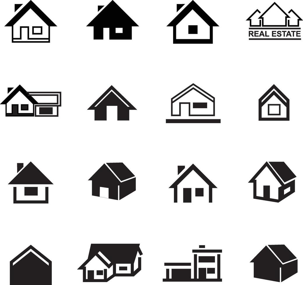 House Icon set 16 different style vector