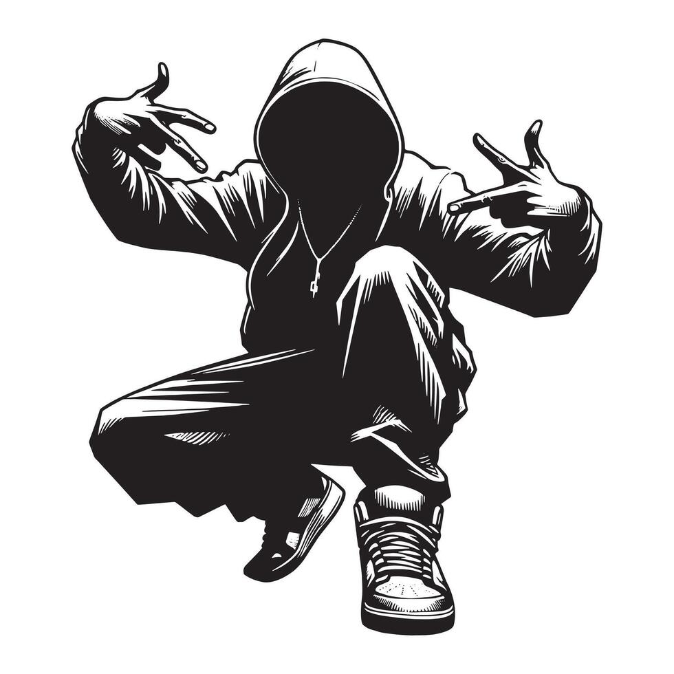 Black and white Hand gestures Dancer Illustration vector