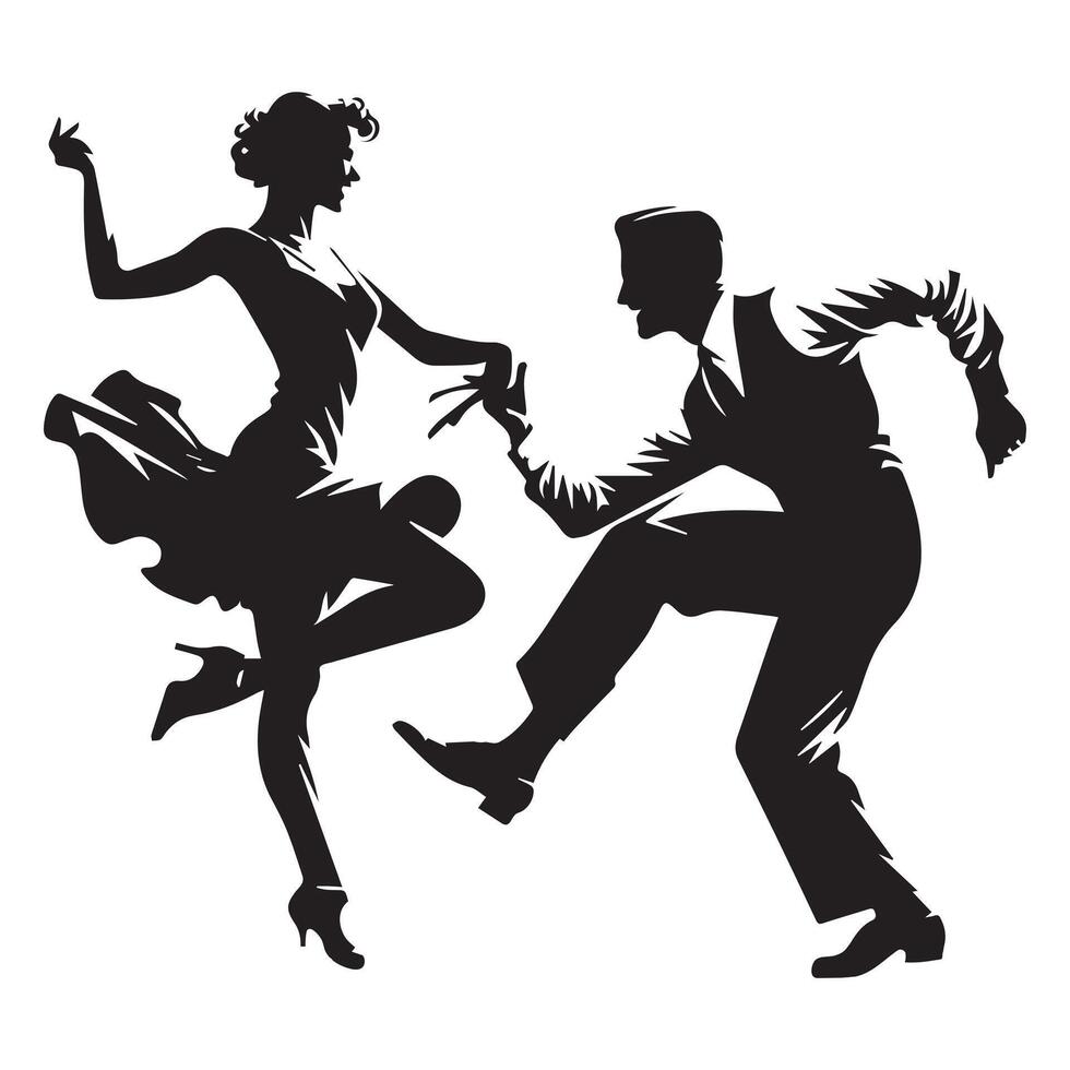 Lindy Hop Dance Illustration in black and white vector