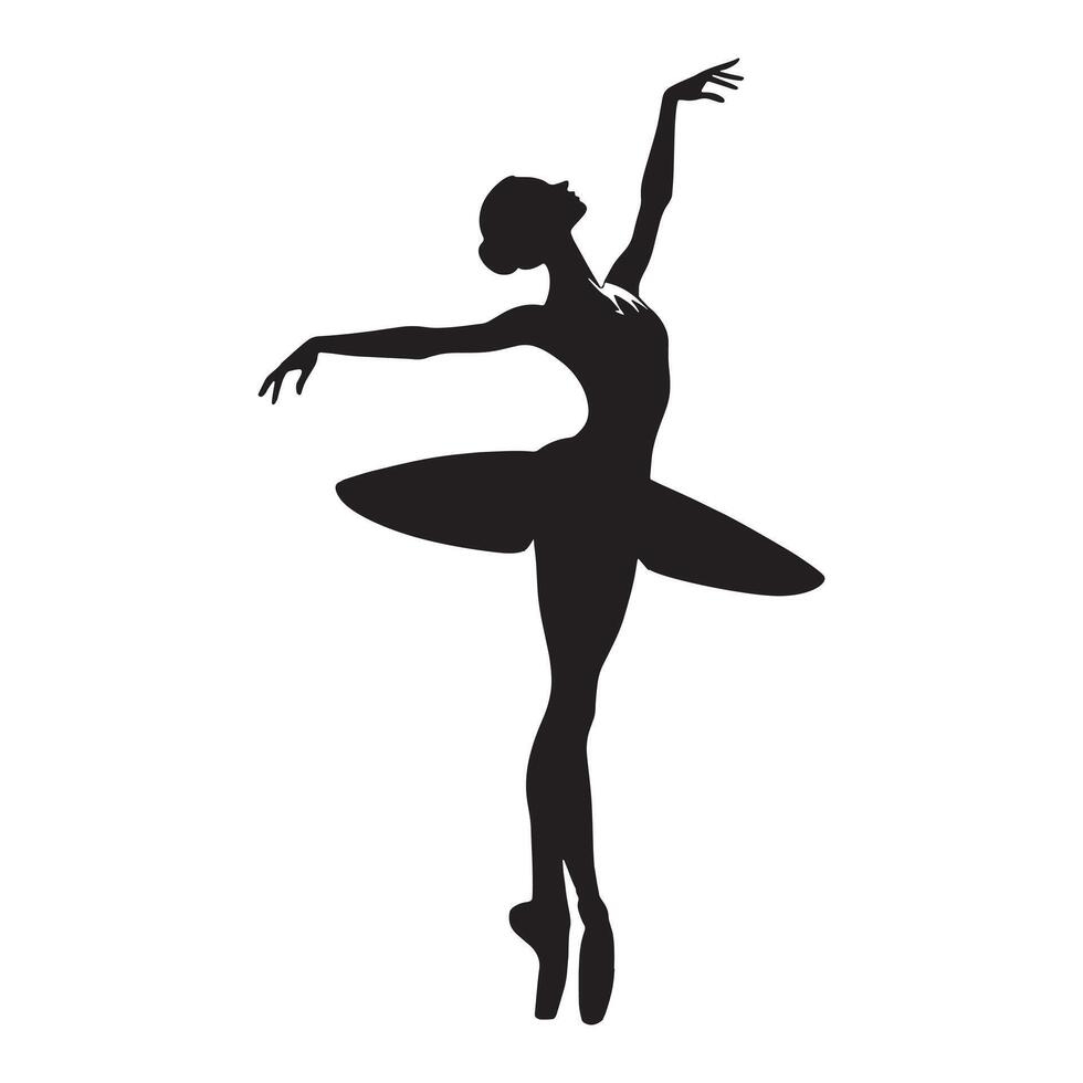 Female Pirouette Dance Illustration in black and white vector