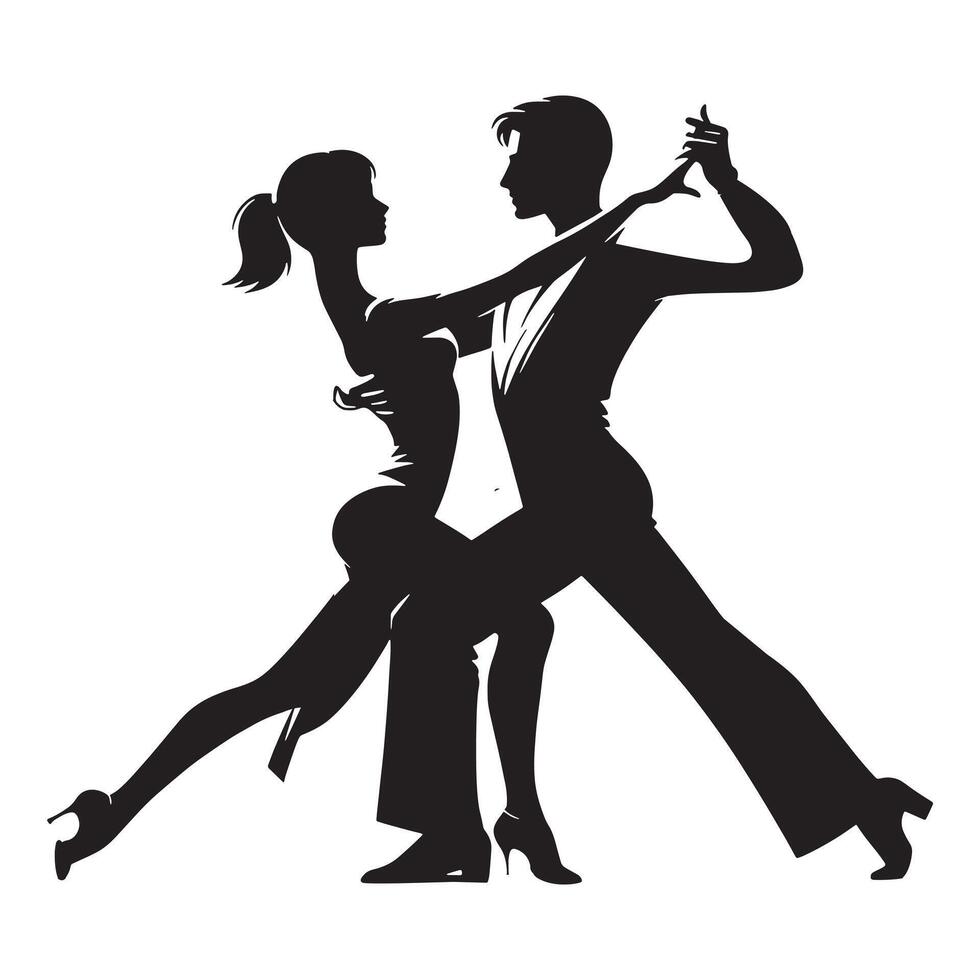 Pareja cintura danza silueta vector