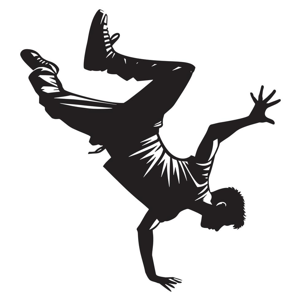 masculino soltar danza ilustración en negro y blanco vector