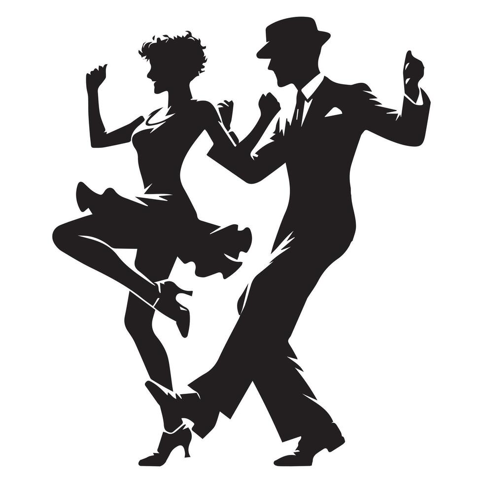 Black and white Collegiate shag Dance Illustration vector