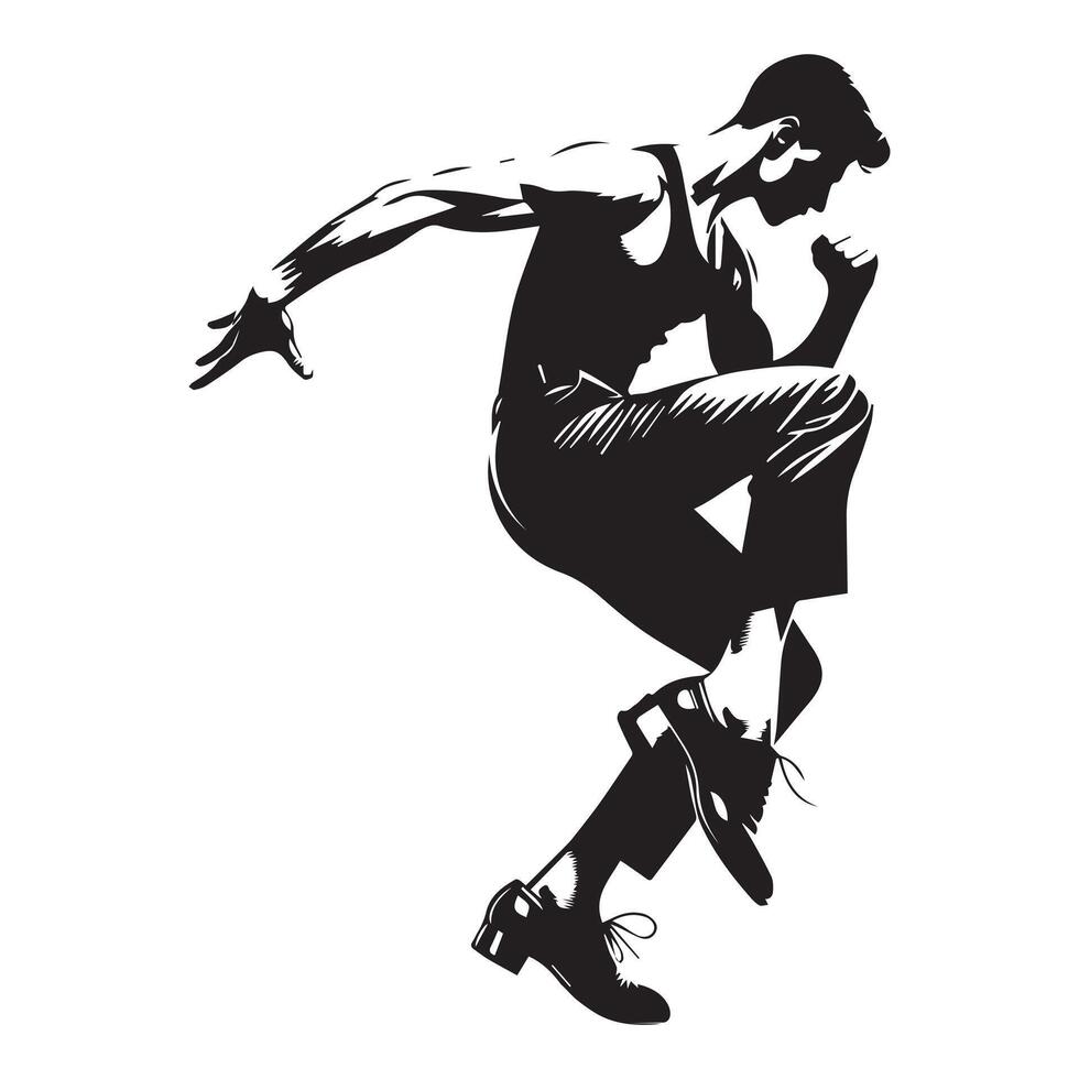 masculino calambre rodar danza ilustración en negro y blanco vector