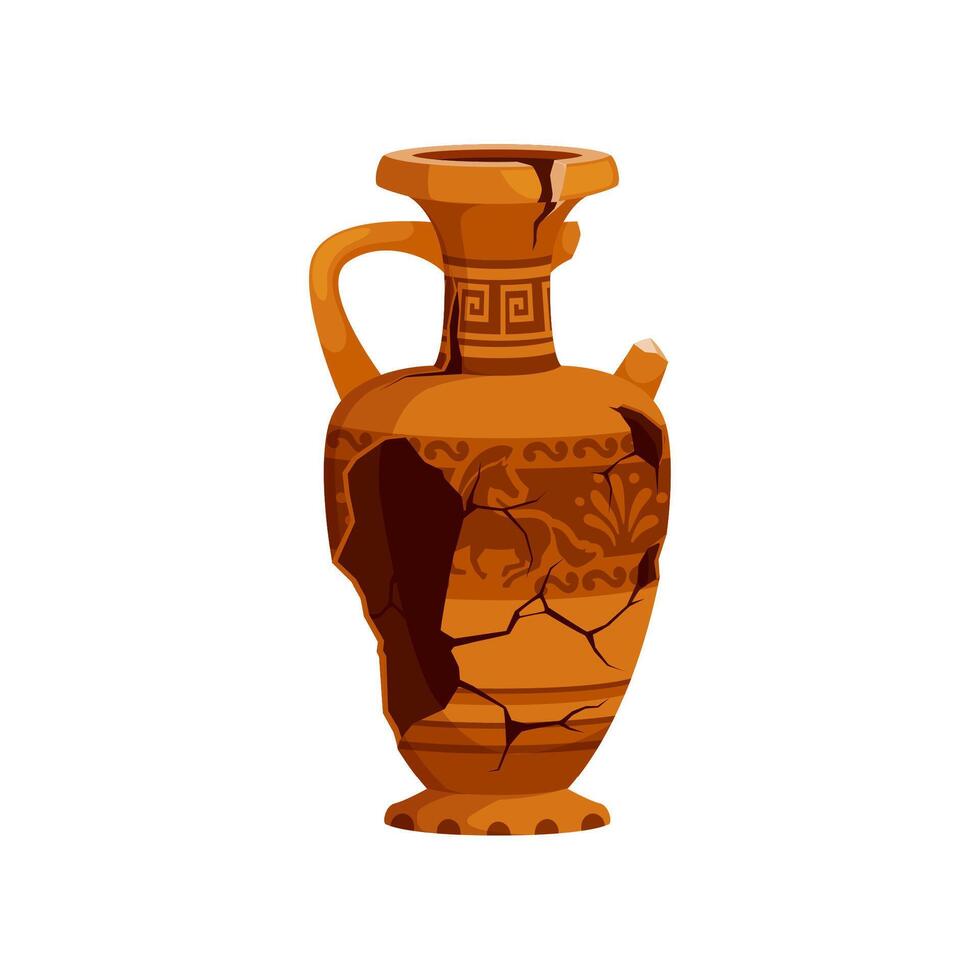 Ancient broken pottery and vase, old clay urn vector