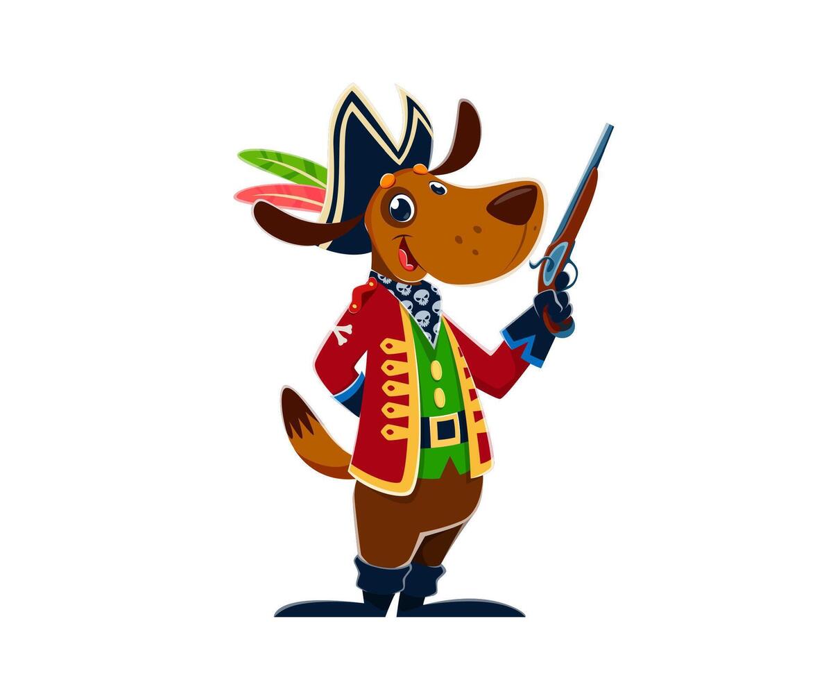 dibujos animados perro pirata animal, perrito corsario personaje vector