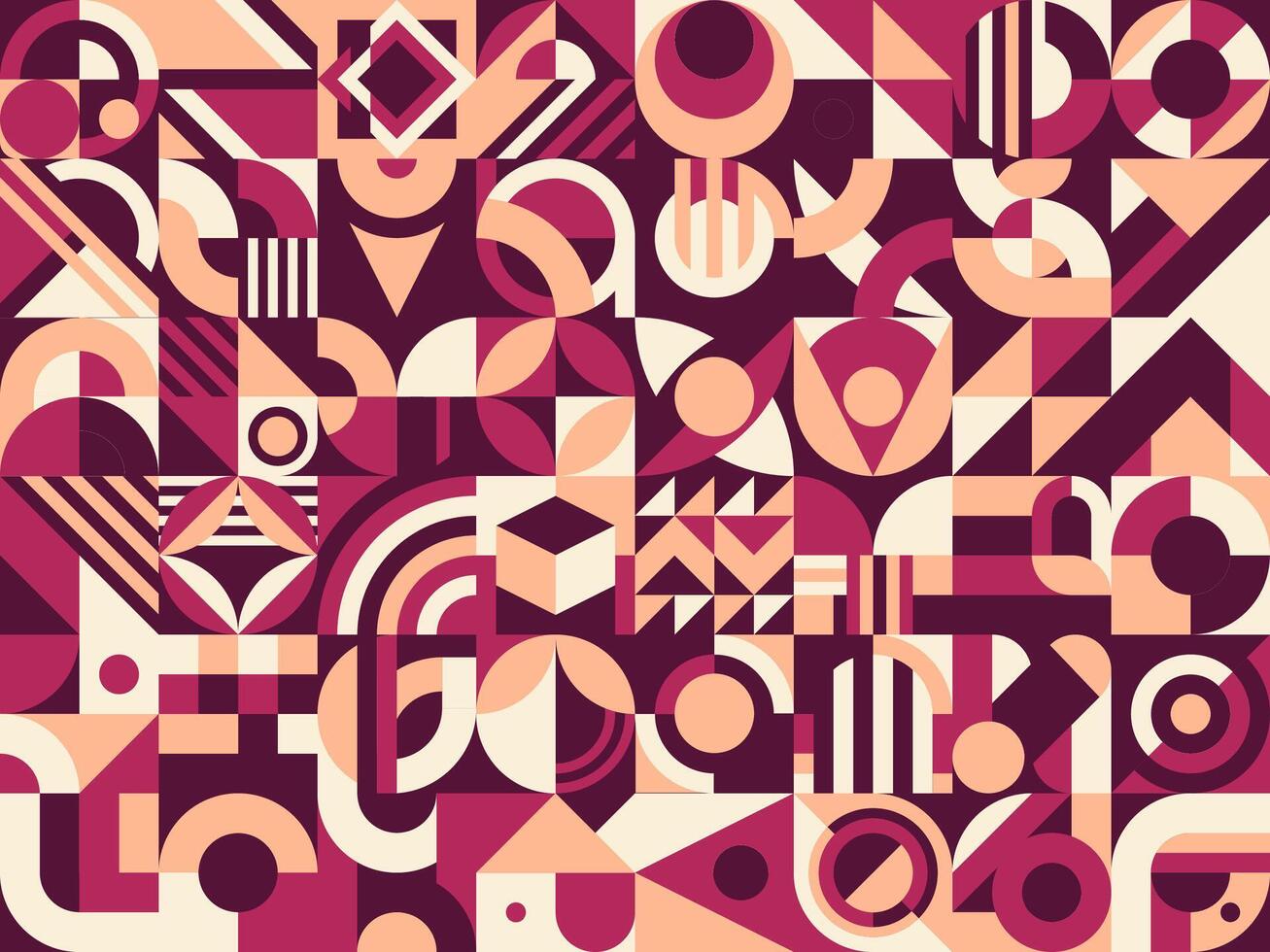 Maroon, purple, beige abstract geometric pattern vector