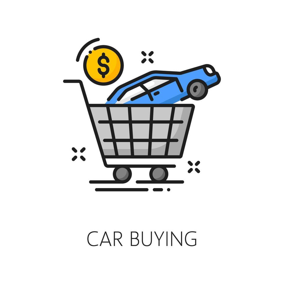 Auto dealer sale, car company thin line icon vector