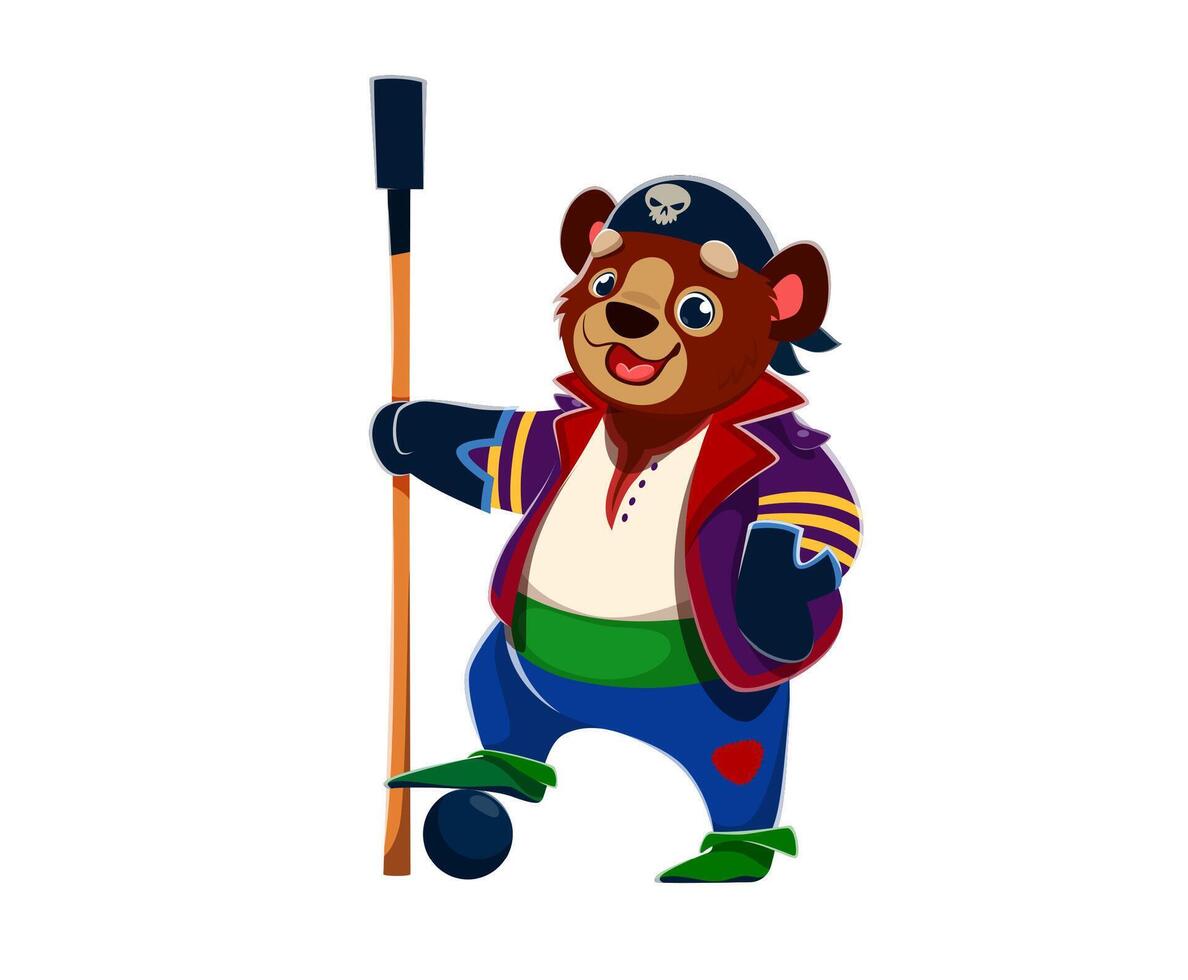 dibujos animados oso animal artillero pirata personaje vector