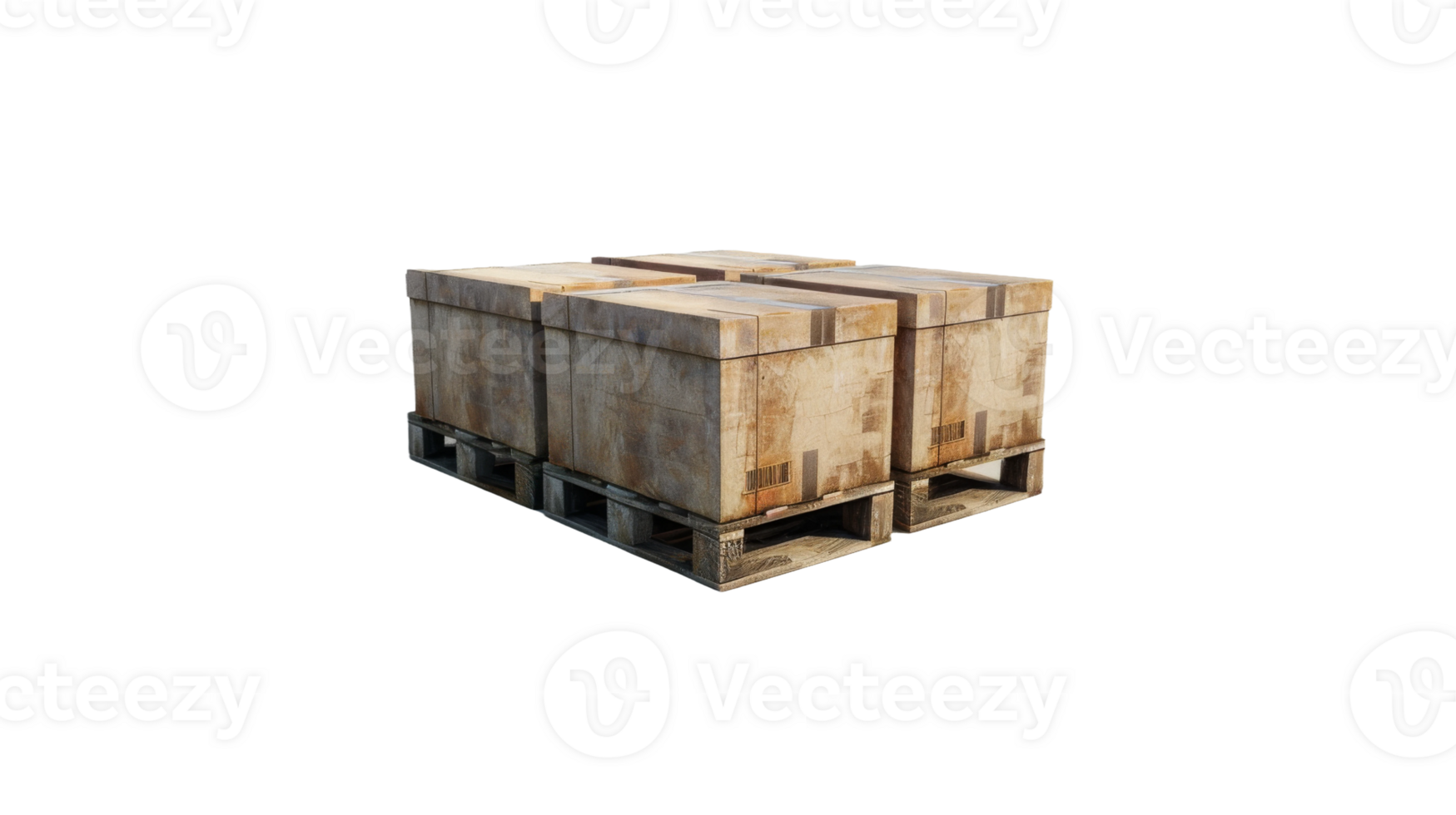 Palletized Cardboard Box Arrangements isolated on the transparent background, Format png