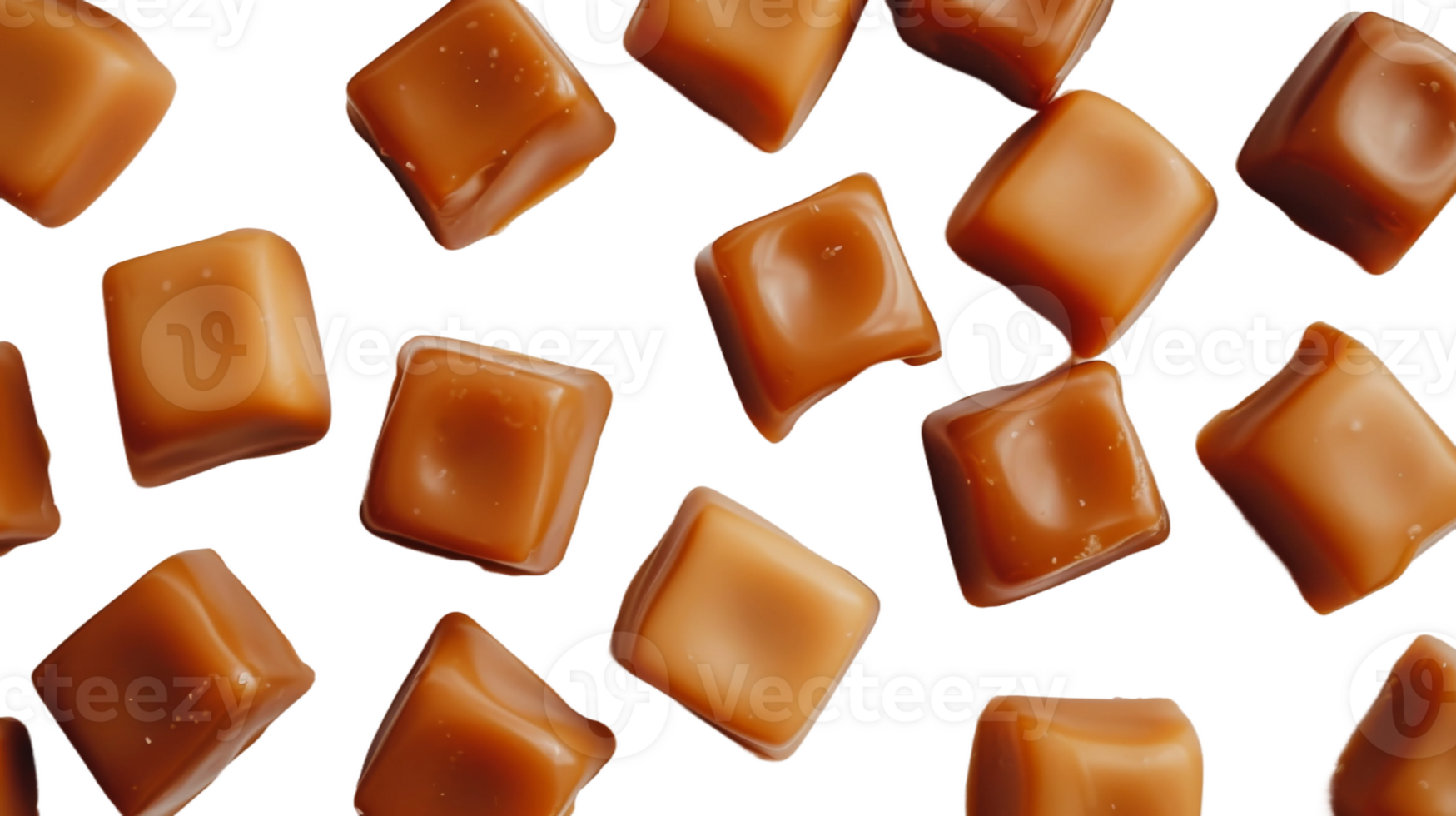 Caramel candies isolated on the transparent background, Format png