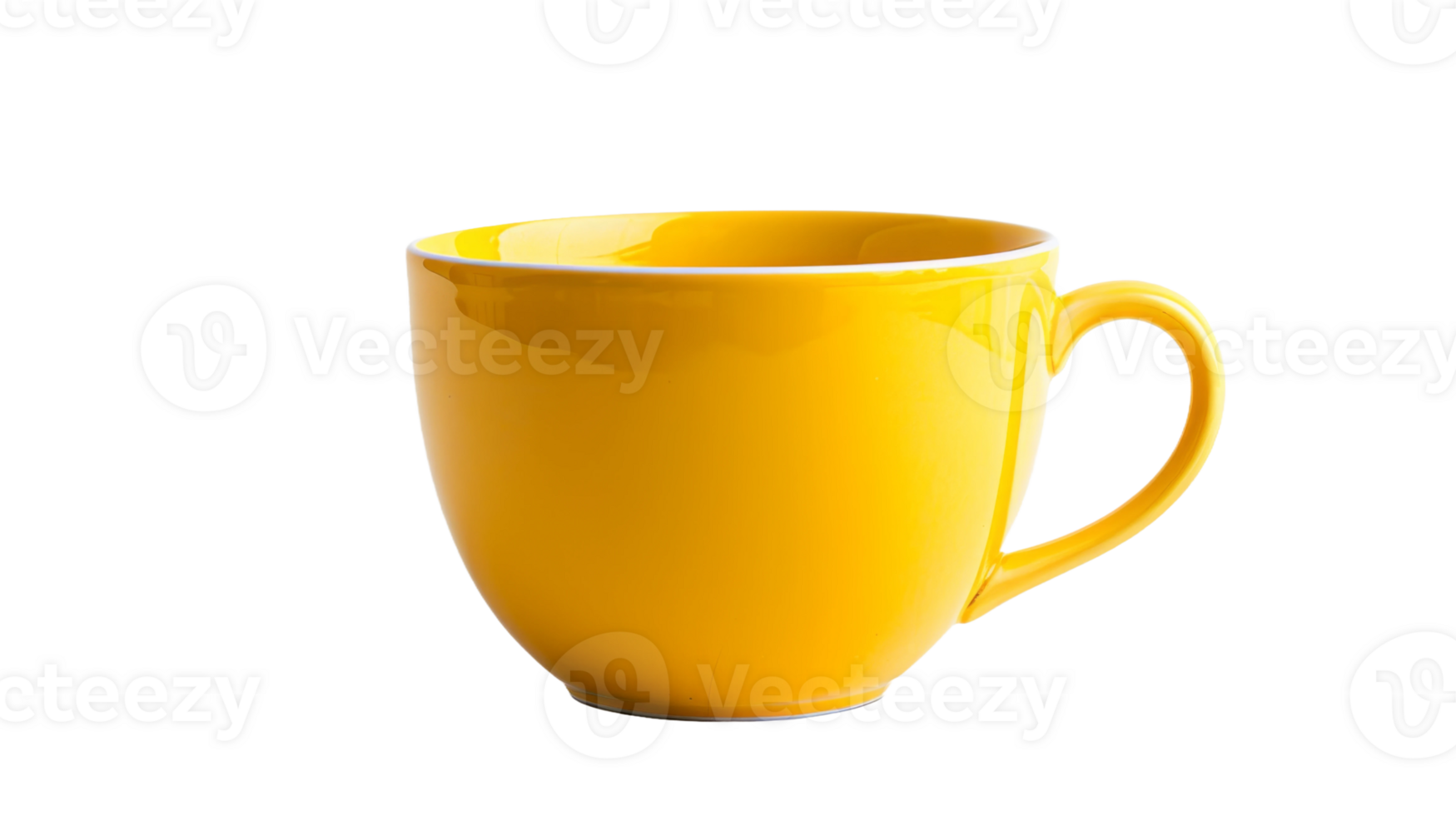 Yellow cup of tea isolated on the transparent background, Format png