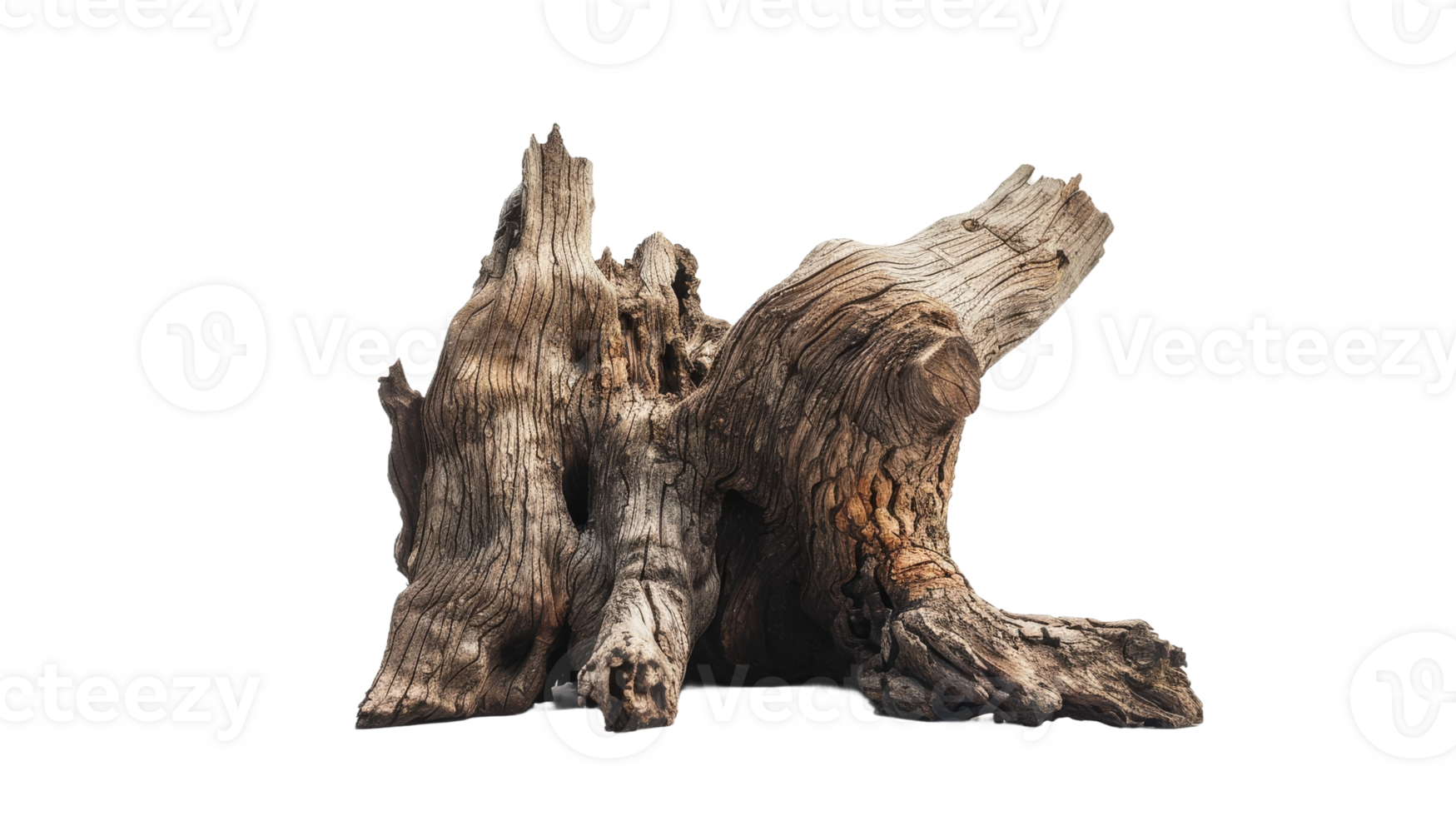 Dead tree trunk isolated on the transparent background, Format png