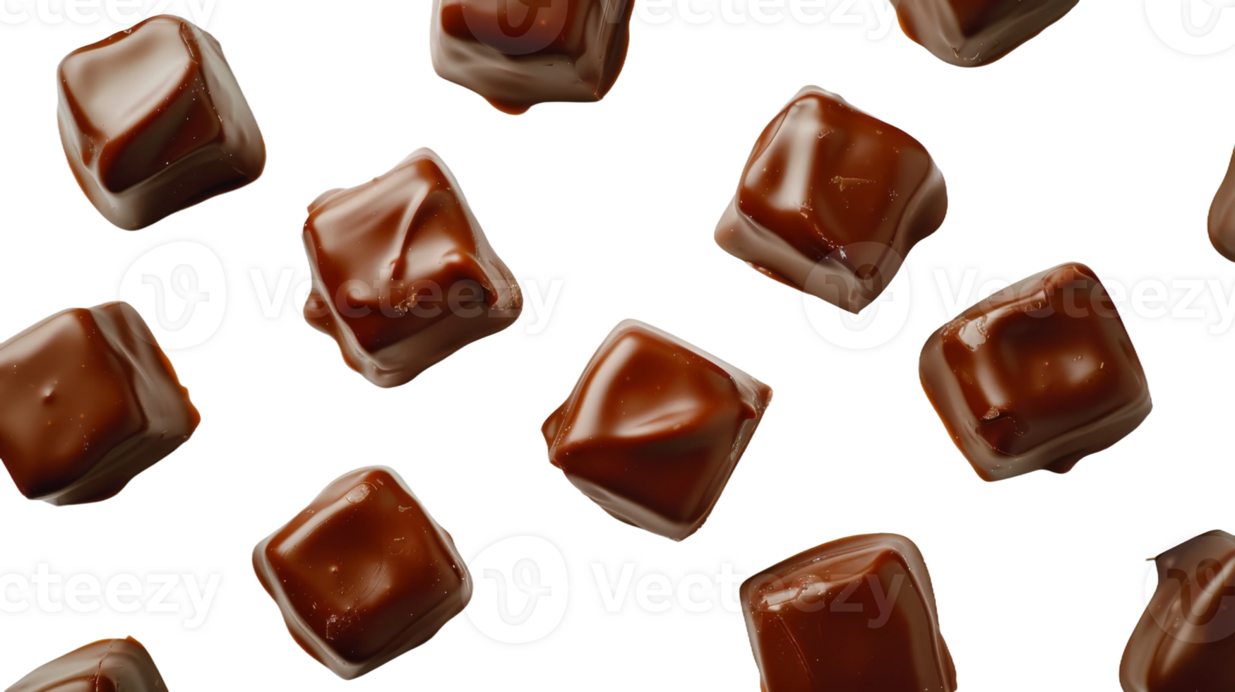 Delicious Caramel Candies isolated on the transparent background, Format png
