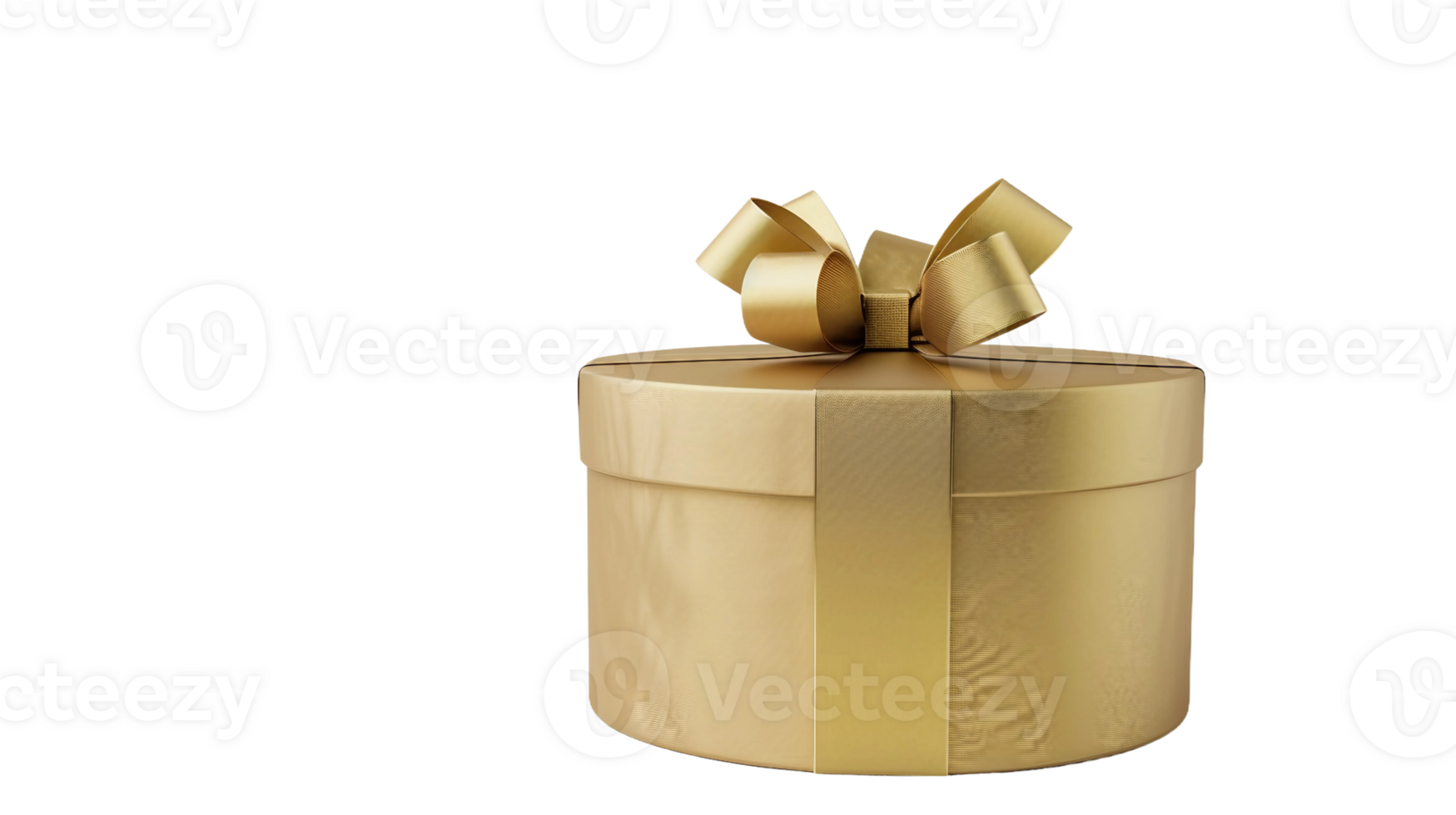 Round Gold Gift Box on Transparent Background png