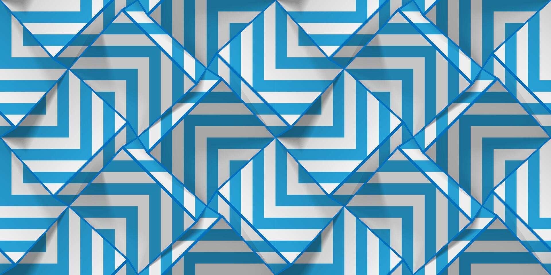 Light coloured seamless geometric pattern with blue strips. Realistic volume cubes. template for wallpapers, textile, fabric, wrapping paper, backgrounds. Abstract texture with extrude effect. vector