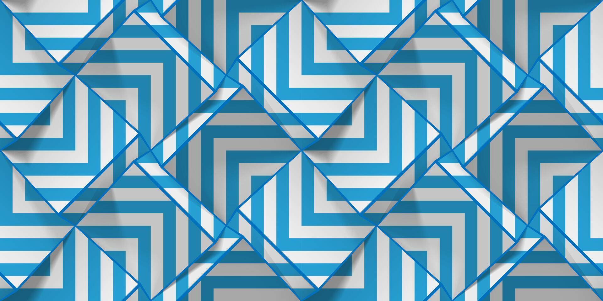 Light coloured seamless geometric pattern with blue strips. Realistic volume cubes. template for wallpapers, textile, fabric, wrapping paper, backgrounds. Abstract texture with extrude effect. vector