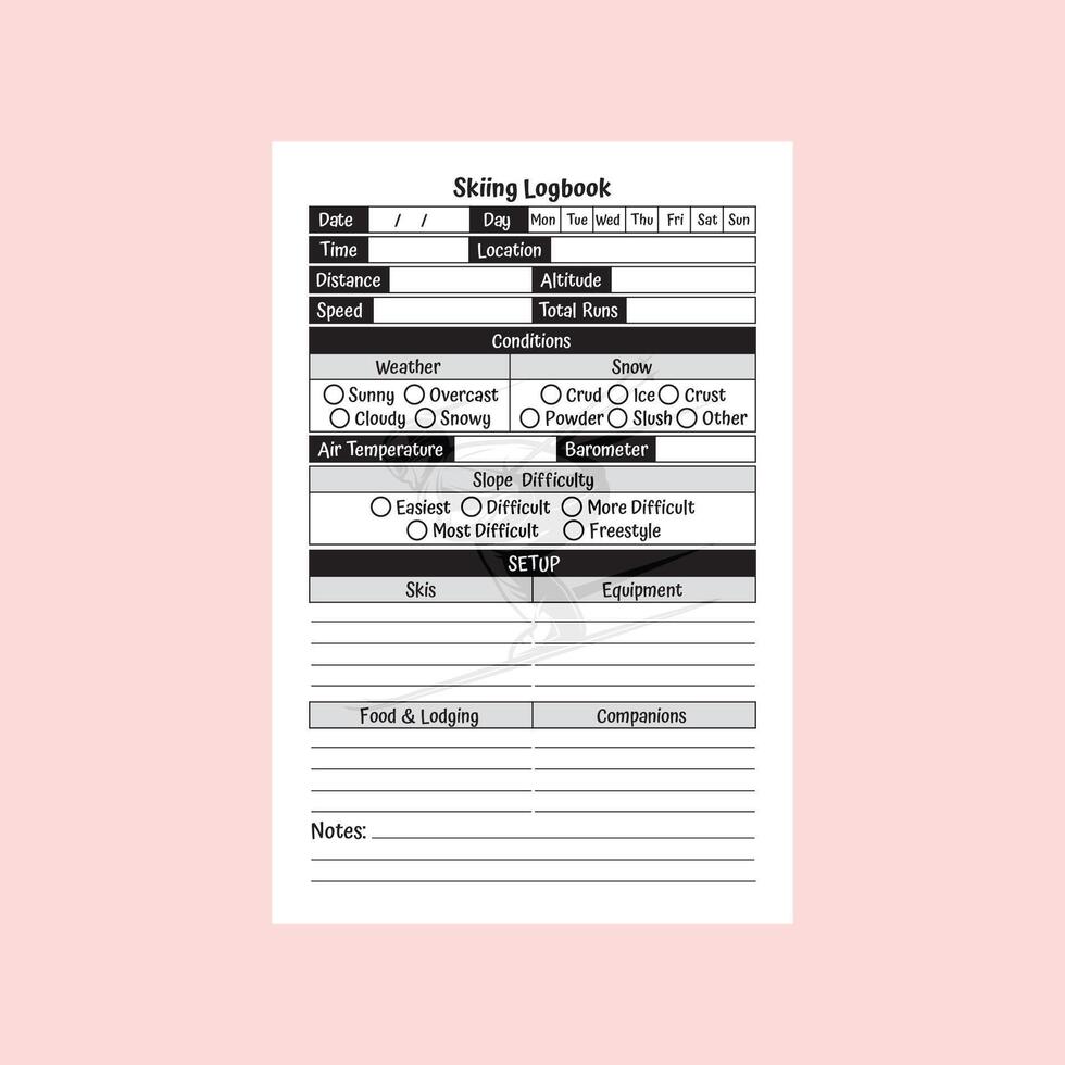 Skiing Journal KDP Interior Design vector