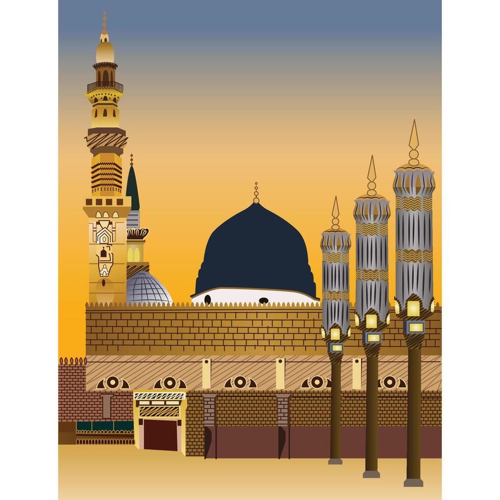 The Prophet Mosque in Medina Mawlid Al Nabi vector