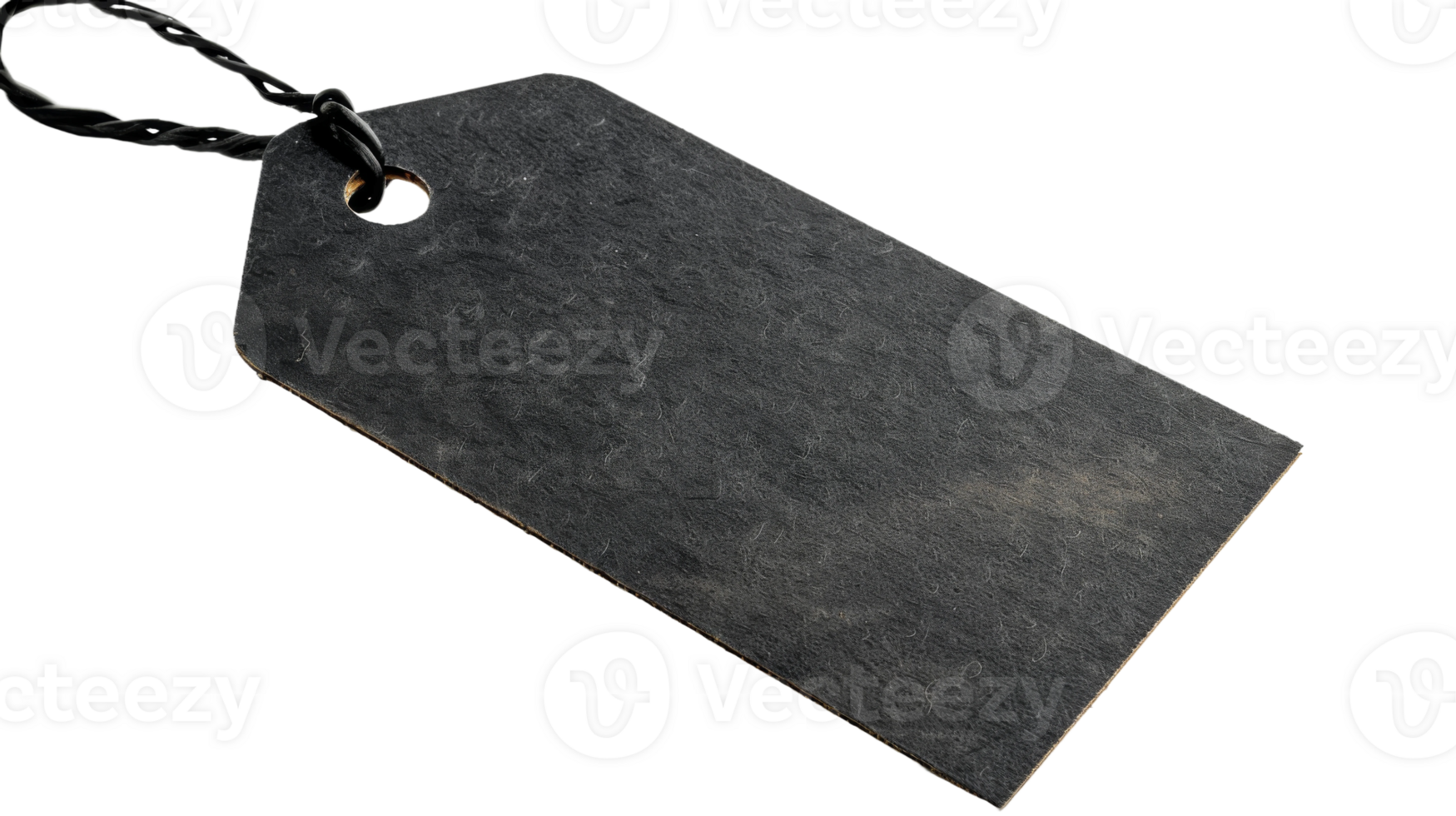 Black cardboard hangtag isolated on the transparent background, Format png