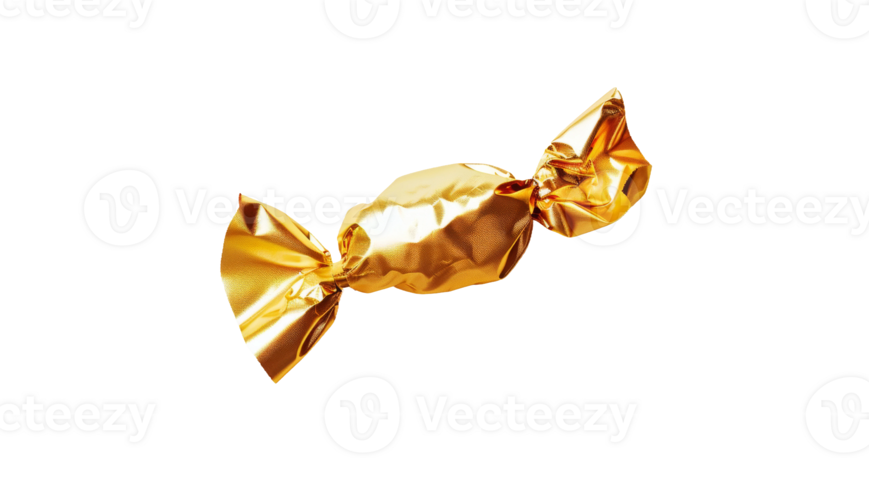Golden candy wrapper isolated on the transparent background, Format png