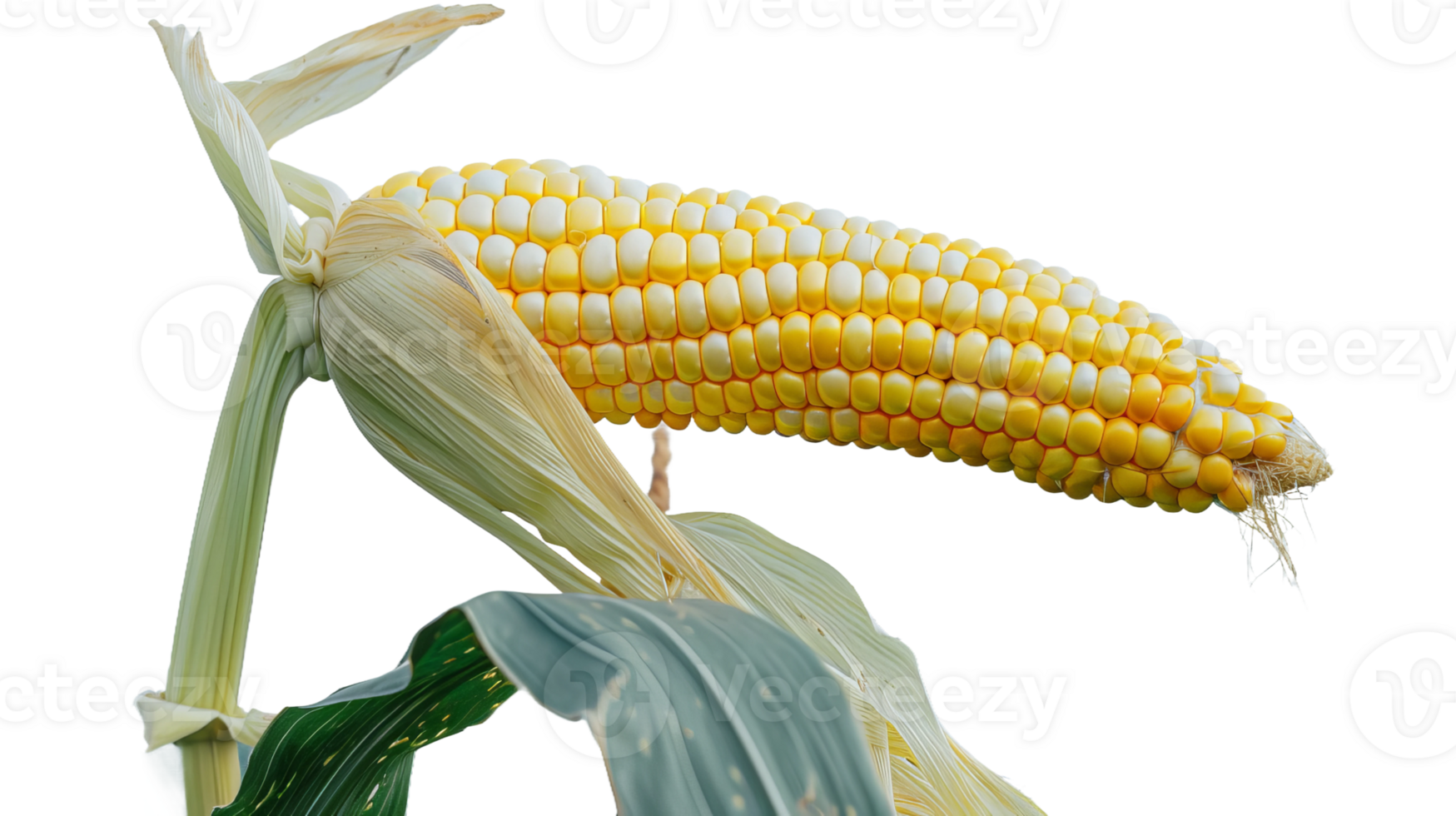 Lone Corn Cob isolated on the transparent background, Format png
