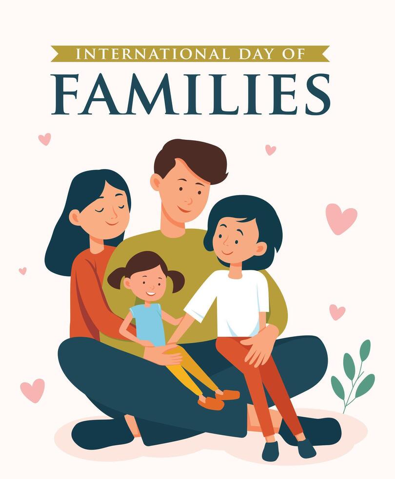 a cute couple with their children's. International day of Families concept vector