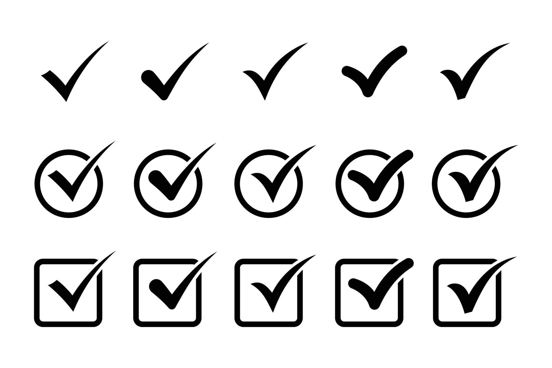 Check mark icon set. Check mark sign symbol 43344635 Vector Art at Vecteezy