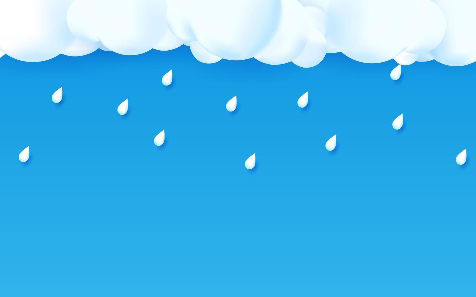 Blue sky with 3d cloud and droplet background illustration. vector