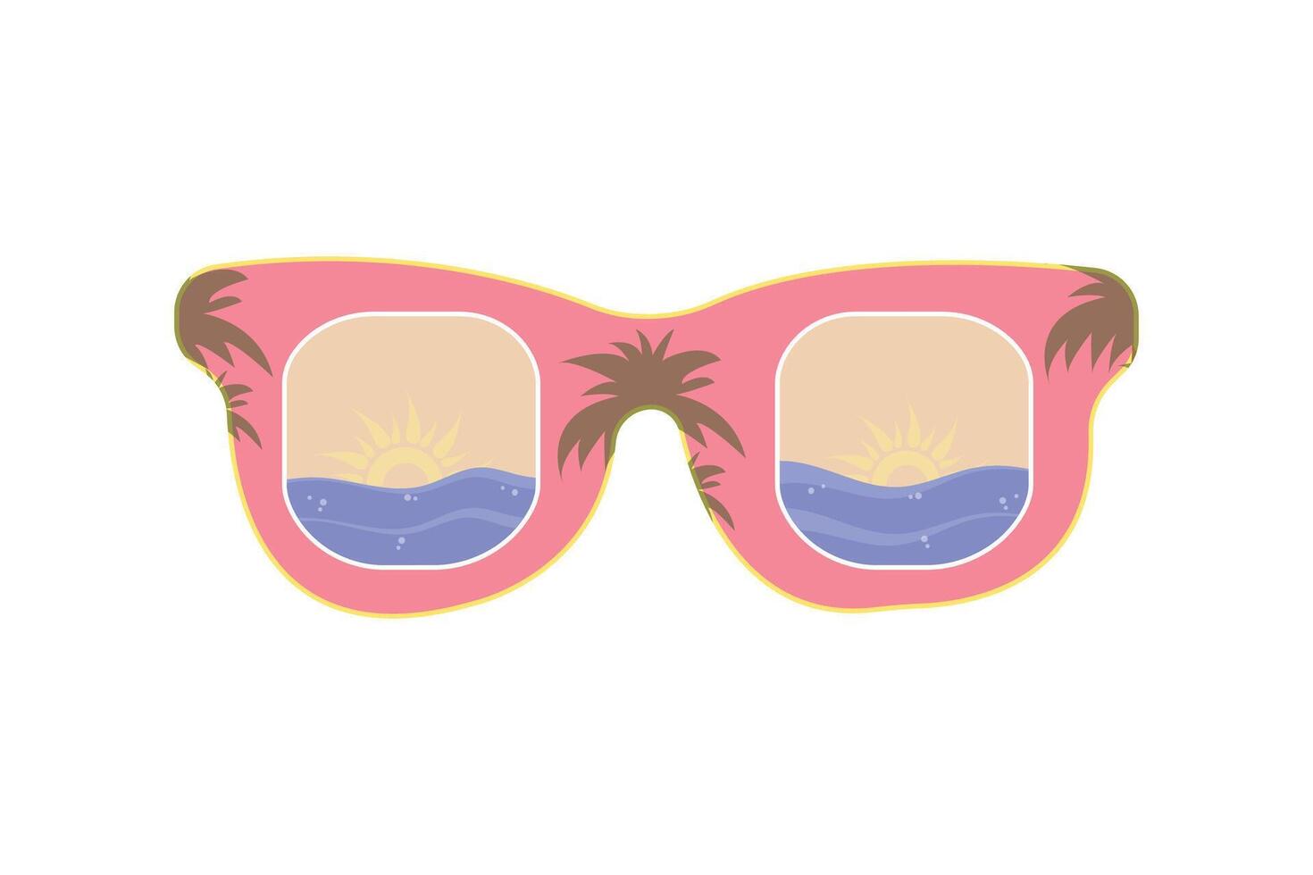 Summer sunglasses with ocean view. Summer season element vector