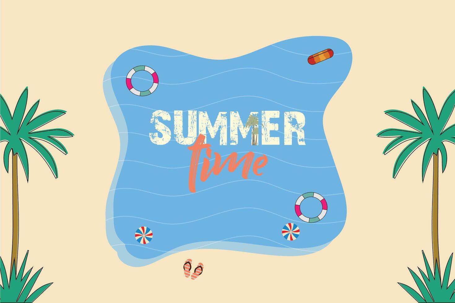 Summer time beach theme abstract background. Summer season banner, poster design. vector